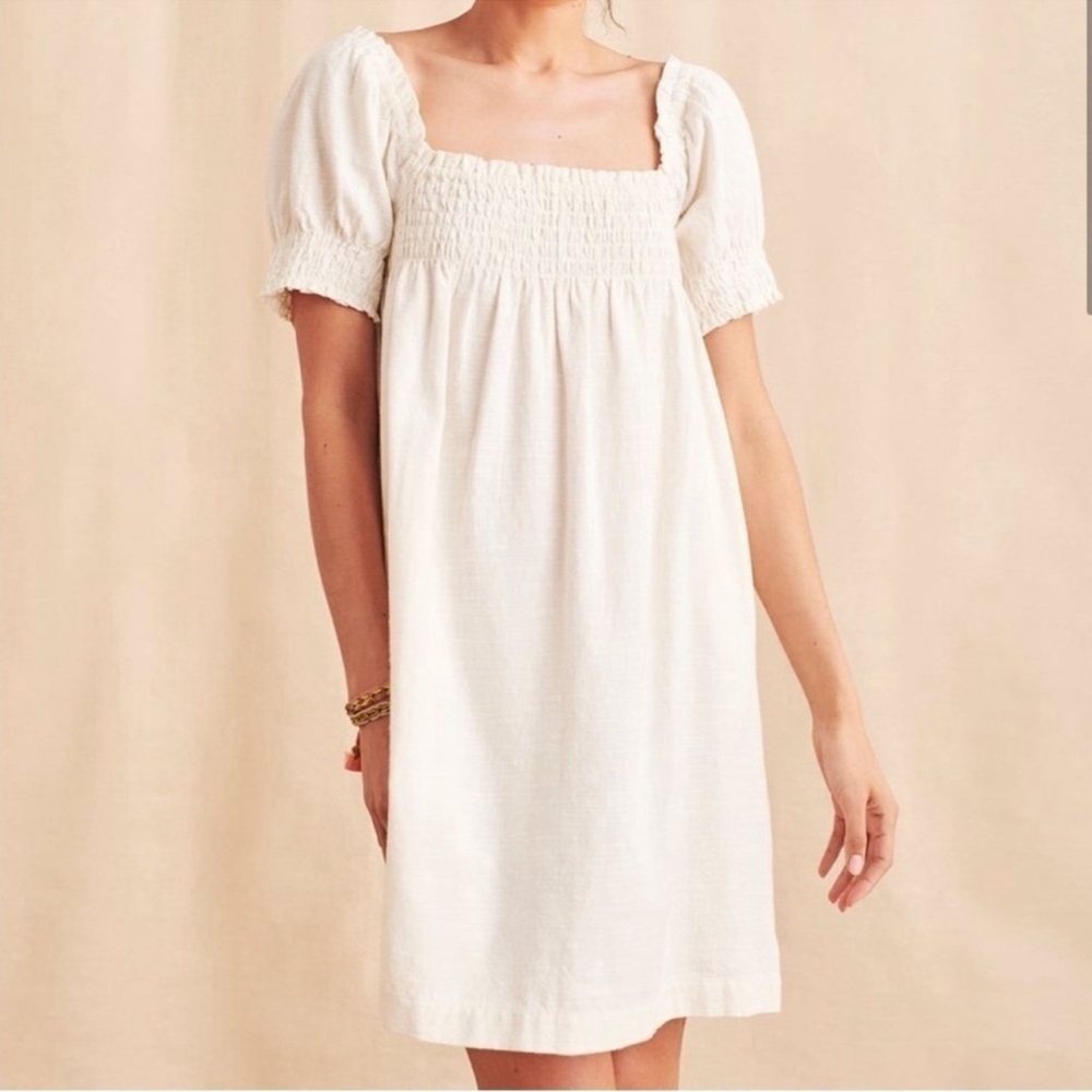 NWT Faherty Ramona Organic Cotton Dress MEDIUM in EGRET/WHITE